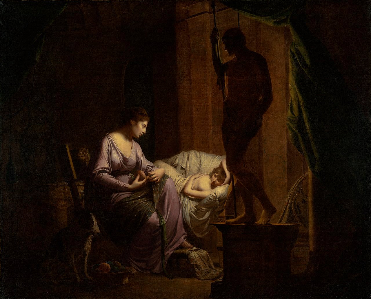 Pintura iluminada por luz de vela